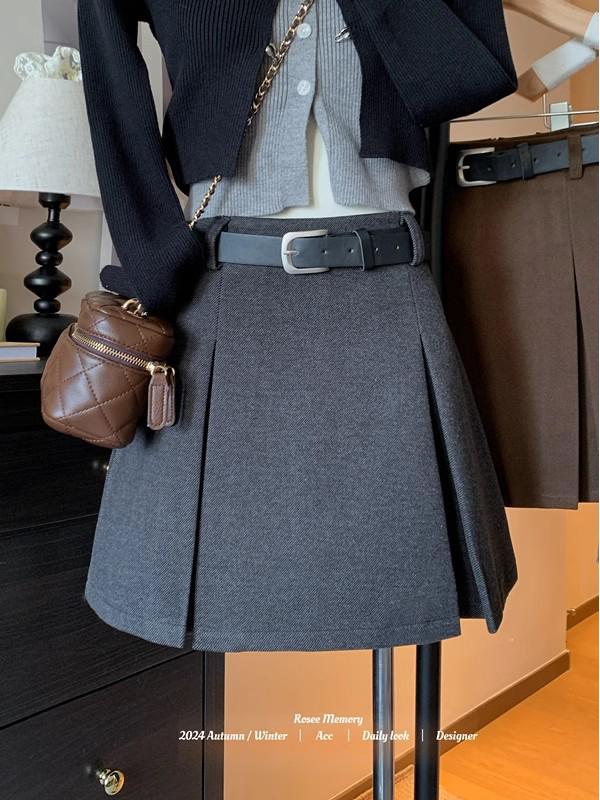 Spicy Girl High Waist Woolen A-line Skirt - Autumn 2024