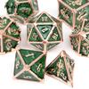 7 Pcs Green Golden Skull Metal Dice Solid Metal Polyhedral Dice Set Suitable for Role-Playing RPG Board Game Card Game