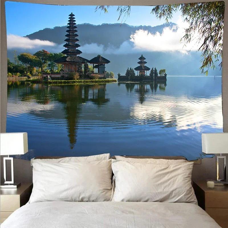 Mountain Forest Lake Decorative Tapestry Home Wall Living Room Office Decorative Tapestry