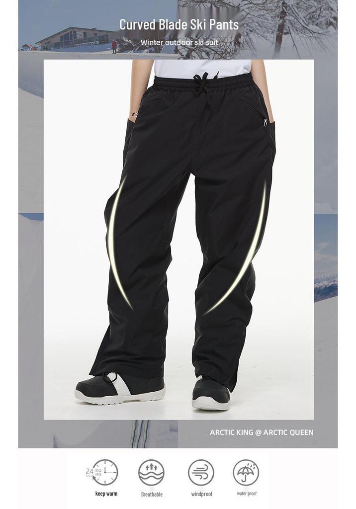 Unisex Waterproof Thickened Ski Pants - Warm, Loose Fit for Winter Sports