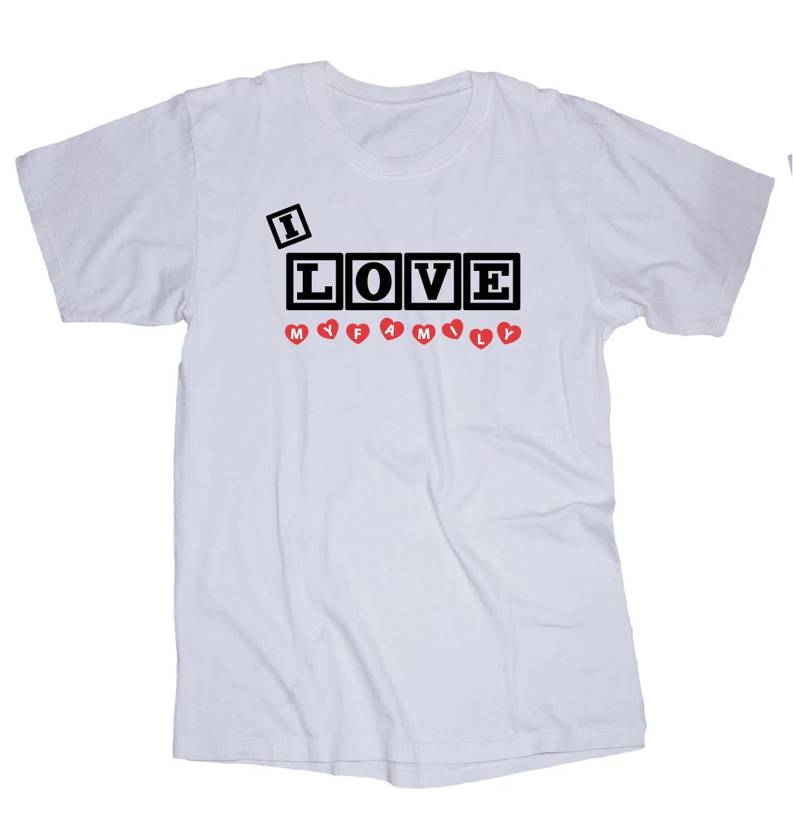 I love my Family white T-shirt Hearts XL