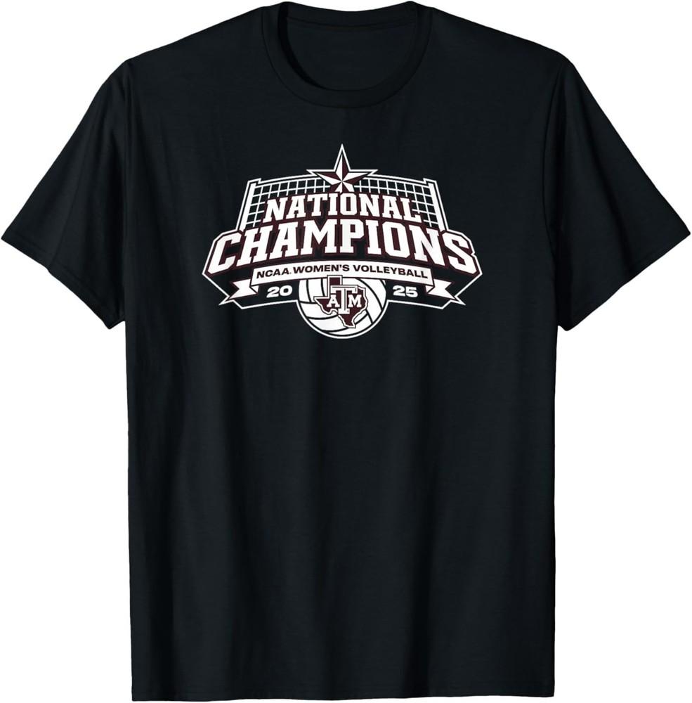 Texas A&M Aggies National Champs 2025 Volleyball Icon Black T‑Shirt