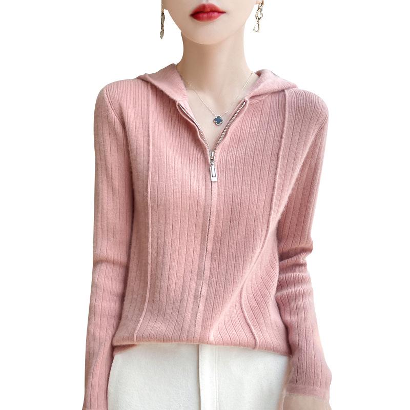 Women's Pure Wool Knit Hoodie - Thick, Loose, Versatile, and Fashionable for Autumn/Winter