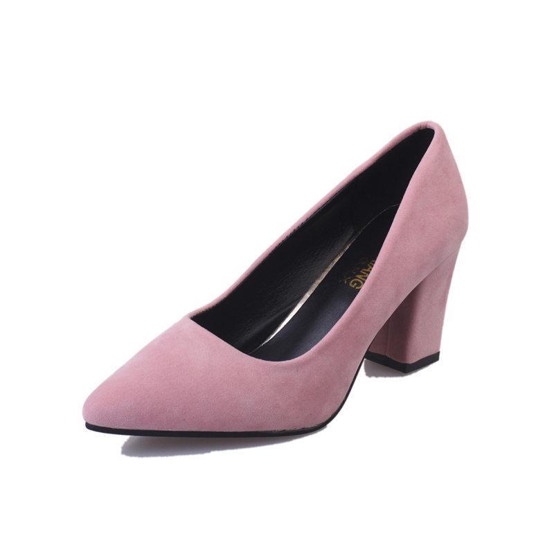 20252019 Spring New Korean Version of High Heels Fashion Thick Heel Single Shoes Pointed Women's Shoes Trendy Wedding Shoes