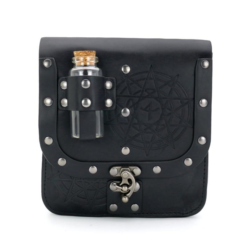 Set of 2pcs Medieval Style Alchemist Bottle Waist Pouch Belt Set For Role Playing Costume Accessories PU Leather
