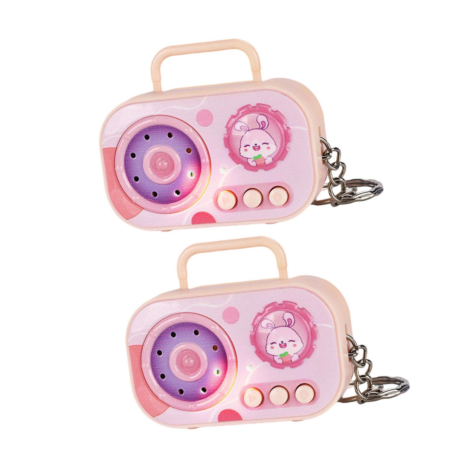 

Vintage Style Mini Voice Recorder Keychain Toy Novelty Portable Retro Audio Gift For Kids Adults розовый