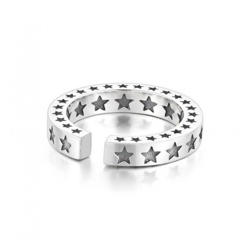 Adjustable Open Ring Men Women Vintage Star Geometric Design Plated Copper Unisex Fashion Jewelry