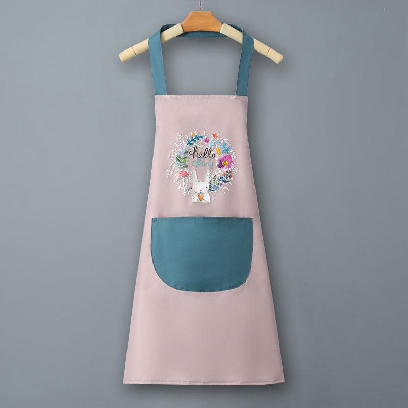 Wreath Rabbit Waterproof, Oil-Proof, Stain-Resistant, Wipeable Summer Apron for Kitchen