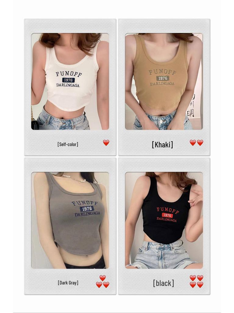 Baumwoll-Camisole-Weste im koreanischen Stil 1976 mit festem Brustpolster