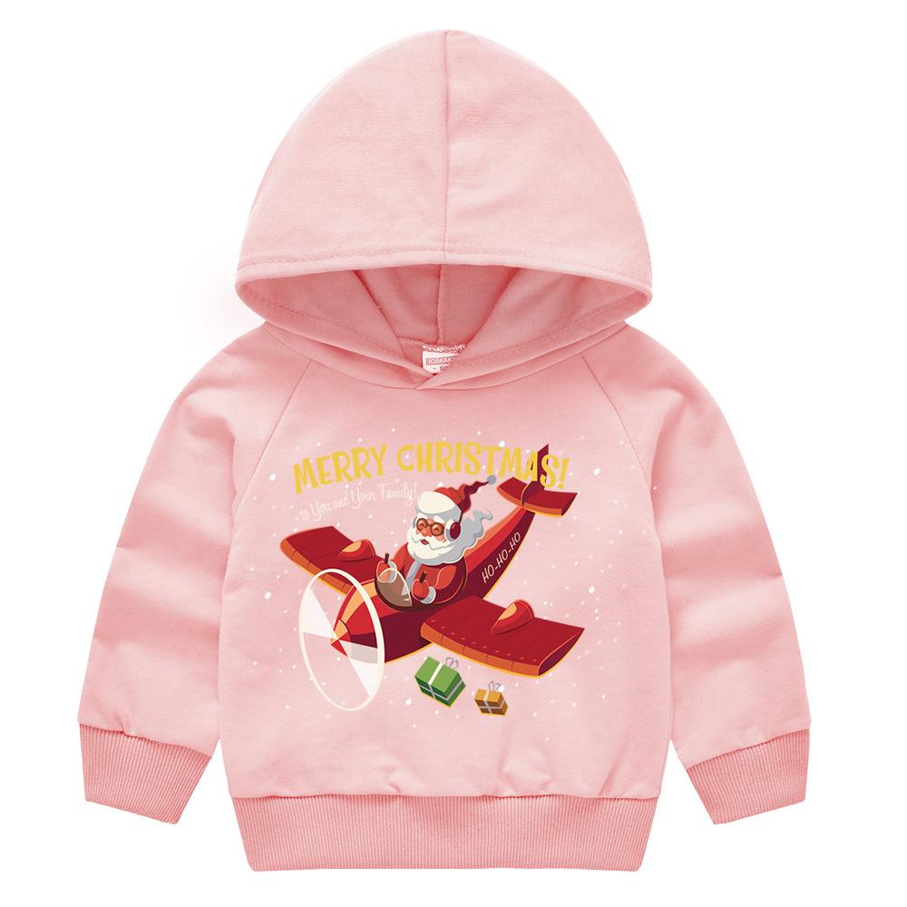 Christmas New Year Cartoon Spring and Fall Children's Printed Hooded Sweater Boys and Girls Casual Tops with Hoodie