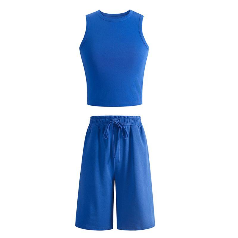 European and American-Style Elastic High Waist Outer Wear Slim Looking Blue Shorts