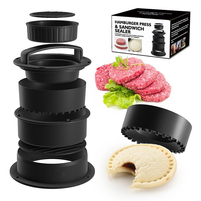 

ABS hamburger meat compactor,sandwich cutting,4 in 1 meat press+sandwich press kitchen tool,manual meat patty pressing mold