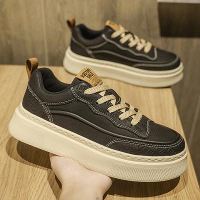 New Trendy Men's Casual Leather Shoes Simple Men's Retro Genuine Leather Flat Designer Shoes Elegant Formal Commuter Work Shoes