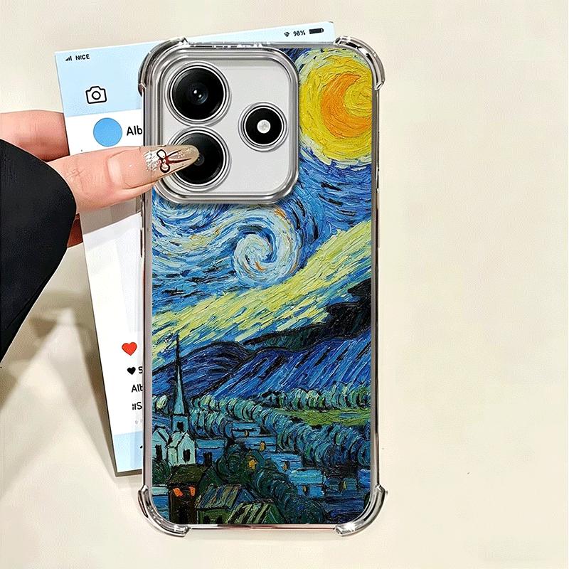 Van Gogh Ölgemälde Ästhetik Vergoldetes Handyhülle Für Xiaomi Poco X5 X6 X7 X8 Pro Max F8 Ultra F7 M8 M7 M5S Redmi 15C 15 14C 1