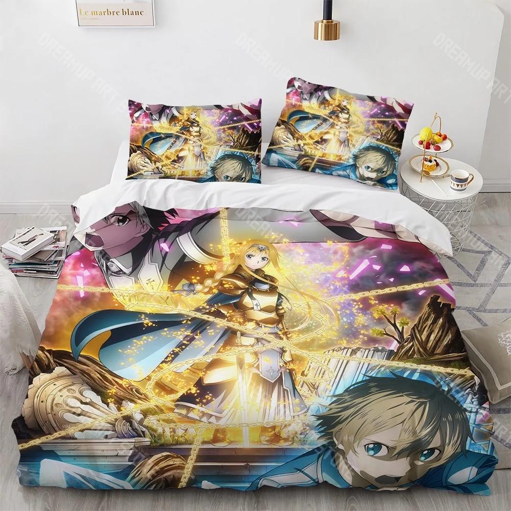 3D Printed Sword Art Online SAO Kirito Asuna Bedding Set for Boys Girls Duvet Cover Twin Queen King Full Single Double Sizes