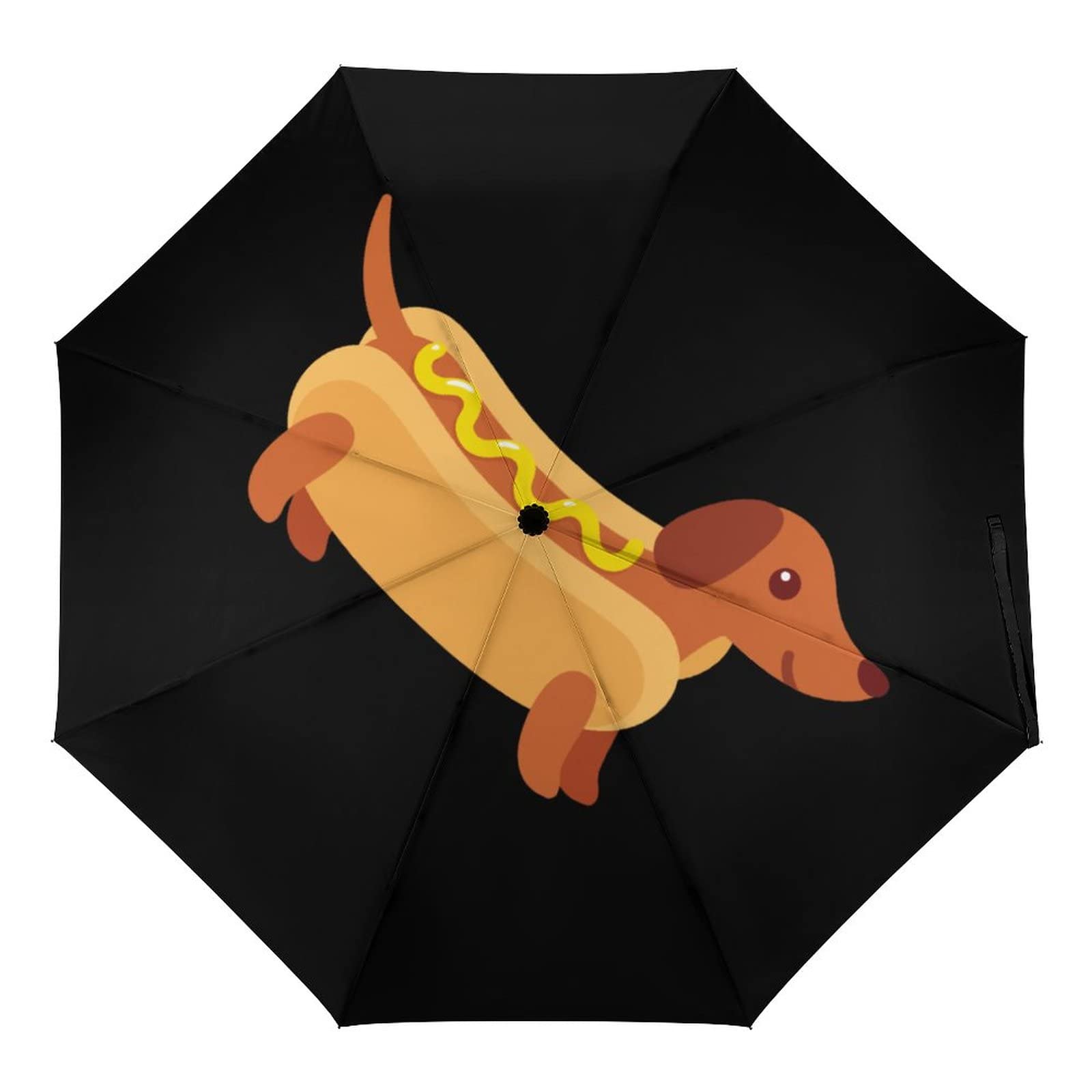 Funny Dachshund Dog Umbrellas Cartoon Pet Puppy Animal Lightweight Windproof Folding Travel Umbrella Portable Umbrella for Teens