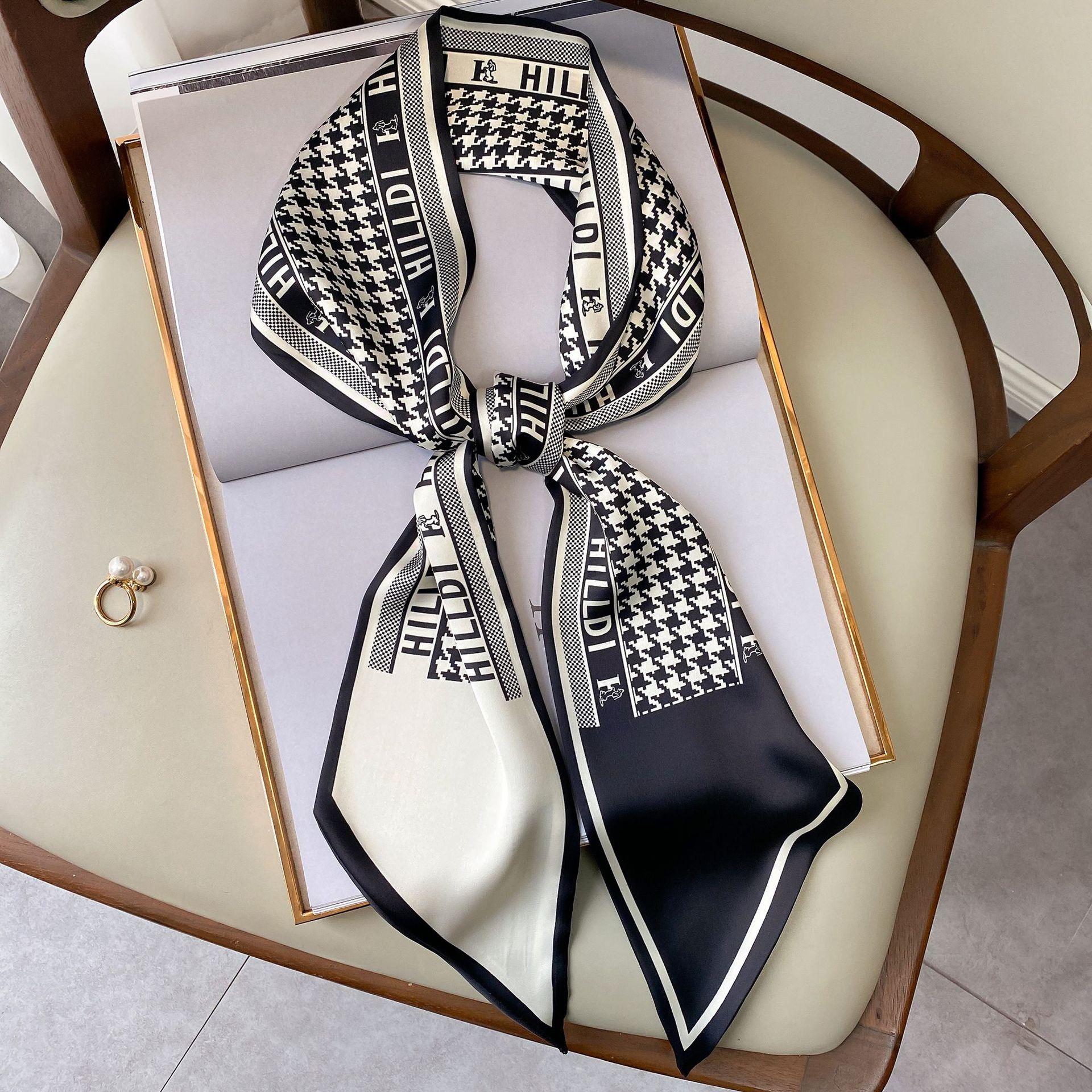 

Новый весенне-осенний модный солнцезащитный шарф для женщин, узкий, длинный, с острым углом, профессиональный маленький шарф, декоративный бант-мешок для волос 15*150cm