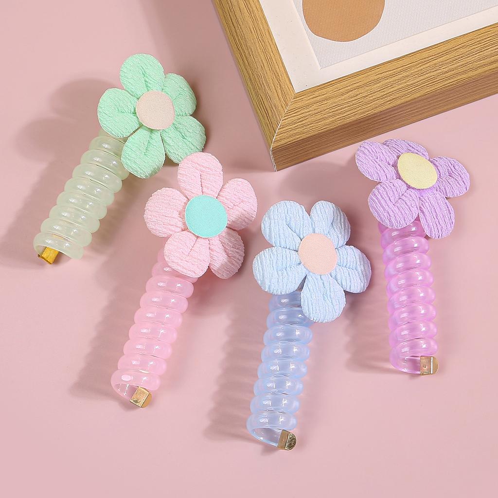 4/8pcs Flower Telephone Wire Line Elasticity Rubber Band Elastic Floral Hair Rope For Kid Scrunchies Headbands Headwear