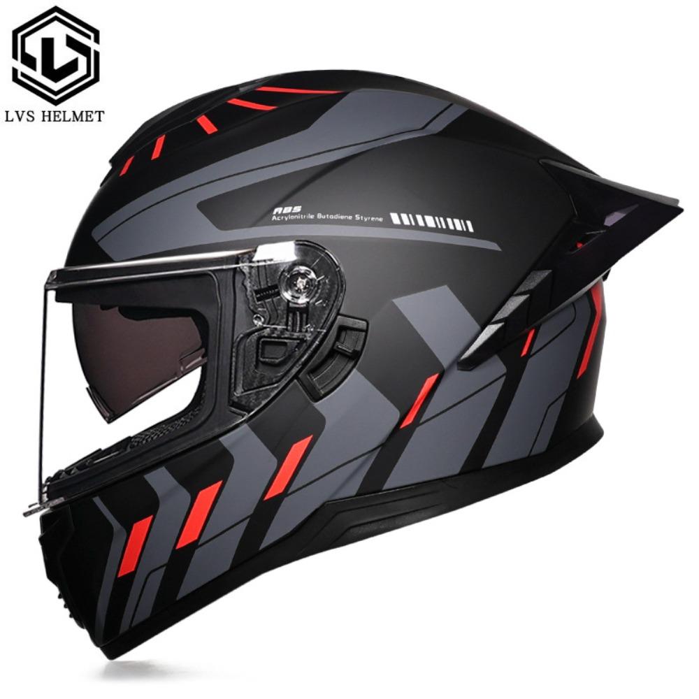 DOT Full Helmet Double Mirror Helmet Men's Four-season Universal Hard Hat Female Knight Locomotive Double Lens