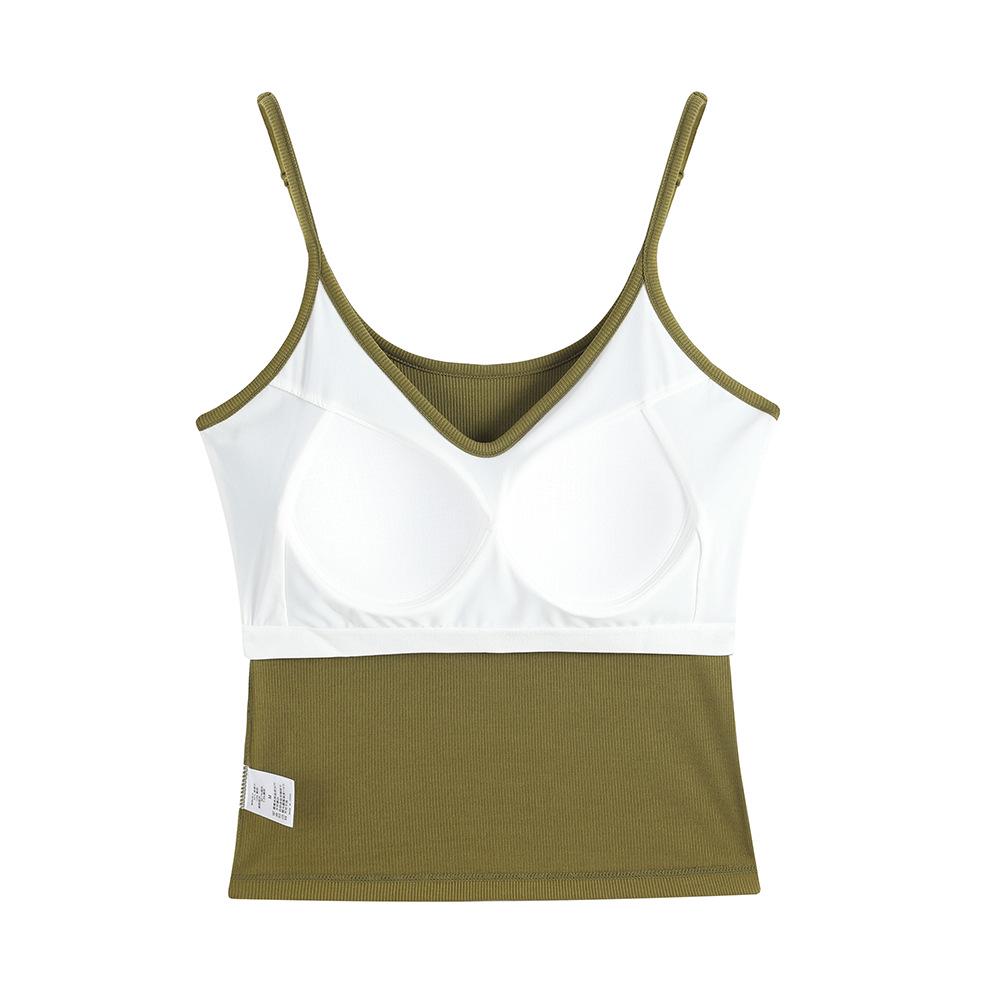 

Women s Ribbed V-Neck Camisole with Chest Pads and Integrated Cups - Inner or Outer Wear, Beautiful Back, Summer Base Layer Extra Large