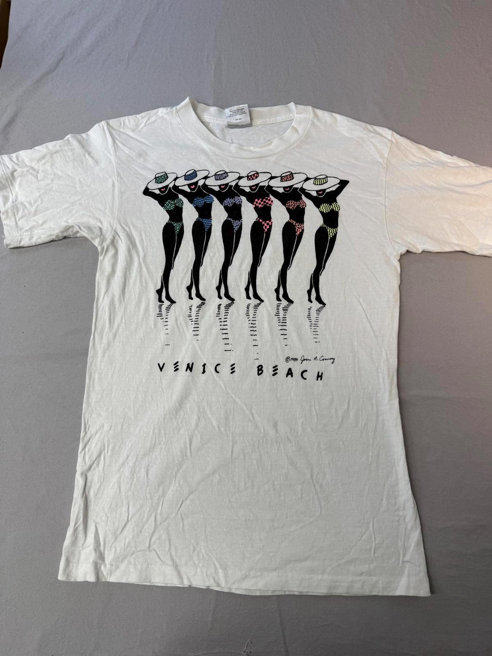 Vintage Venice Beach Bikini Girls T shirt California 1989 -L S