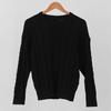Ppaeppae Round Neck Voluminous Cable Knit Loose Fit Long Sleeve Knit T-Shirt 4 Colors
