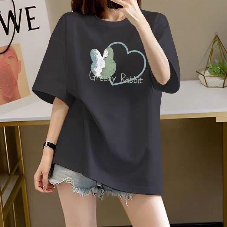Große Version Damen Baumwoll-Kurzarm-T-Shirt Damen große Größe Damenbekleidung Sommer Neu 2025 lockeres Oberteil Trend
