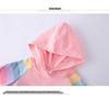2026 Spring/Autumn Ruffle Rainbow Cartoon Girls' Long Sleeve Hooded Princess Dress