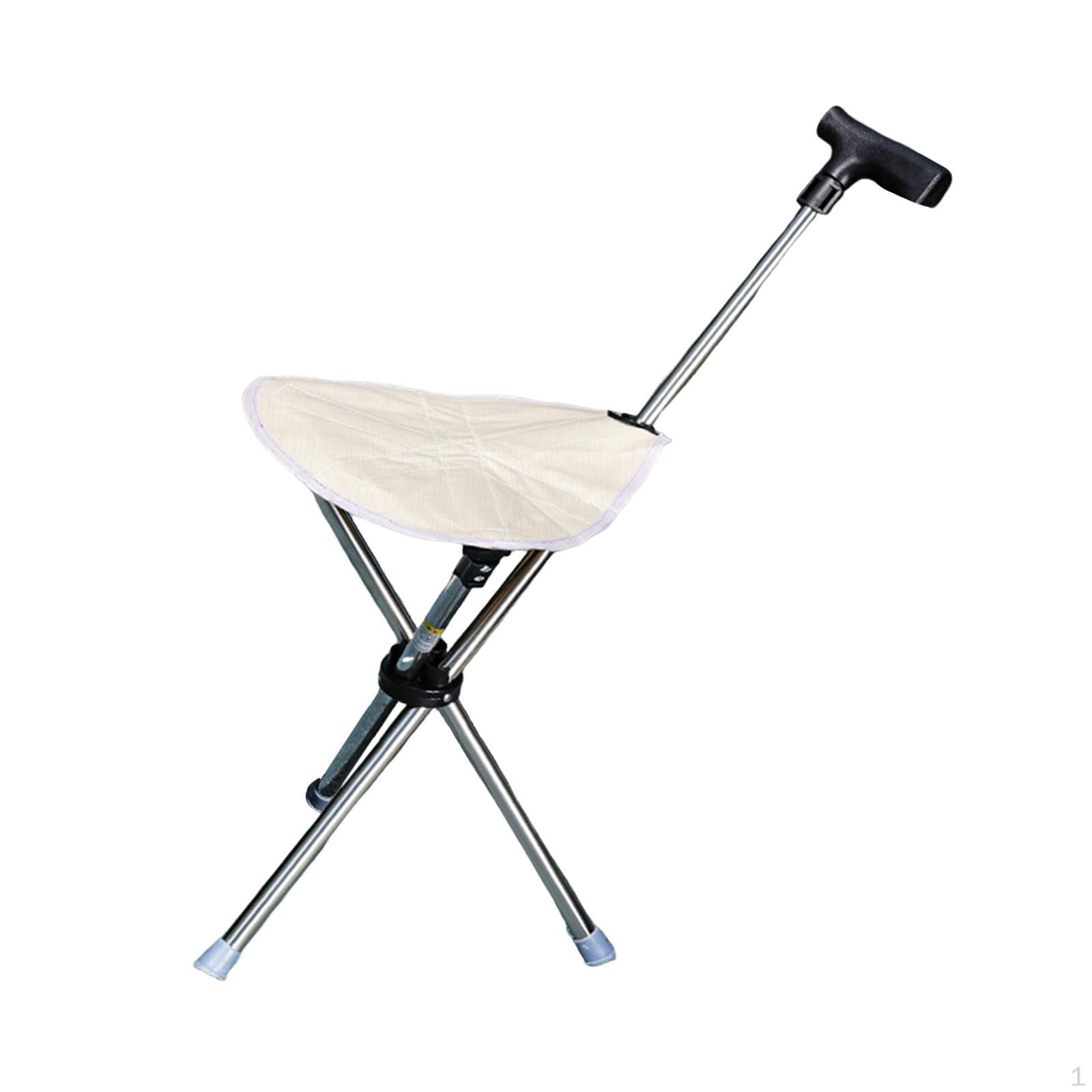 

Трекинговая палка с сиденьем, переносная складная трость для пляжа, походов, кемпинга, бежевого и белого цвета Beige White