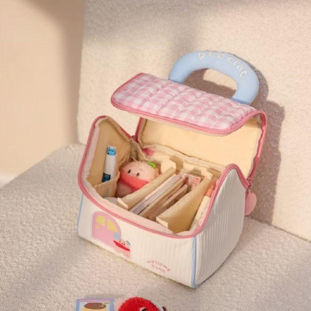 Cute Cottage Makeup Bag Handheld Large Capacity Cosmetics Storage Bag Multifunctional Portable Cosmetic Pouch Travel