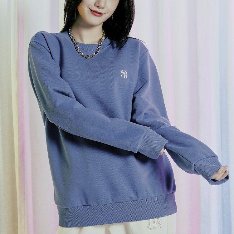 MLB Sweatshirts Unisex Blue Crew Neck Moderate Regular 3AMTB0314-50BLD