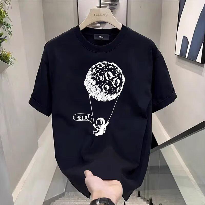Heavy Trendy Brand Men'S Printed Short-Sleeved T-Shirt Trendy Fashion Casual Versatile T-Shirt Top