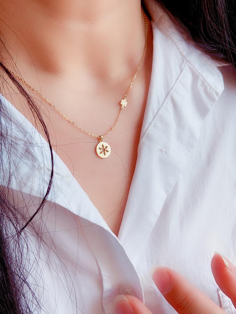 Gold-Plated S925 Sterling Silver Snowflake Pendant Necklace