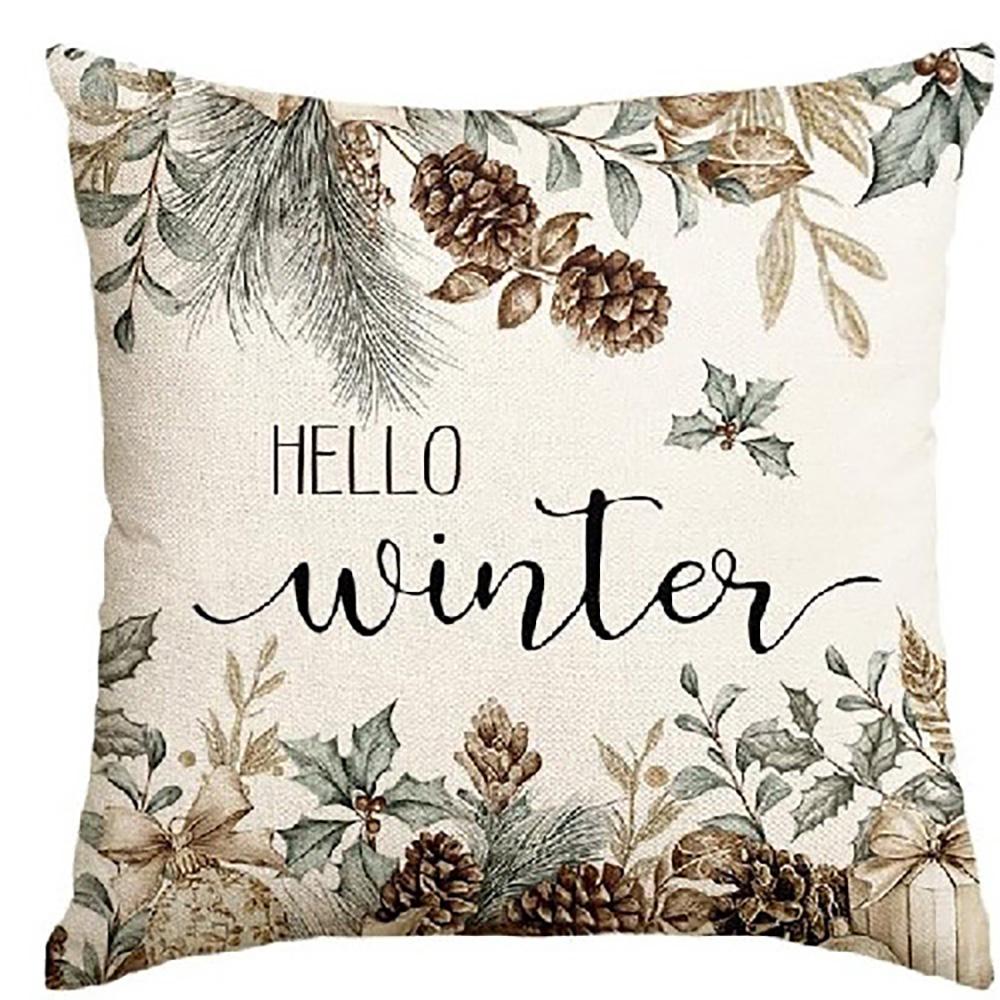 

Christmas and Winter Themed Pillowcases: Merry Christmas, Hello Winter with Festive Decor Sofa bed cushion cover,home decoration 16x16Inch