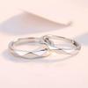 S999 Sterling Silver Adjustable Rhombus Band - Niche Design Couples Ring Set
