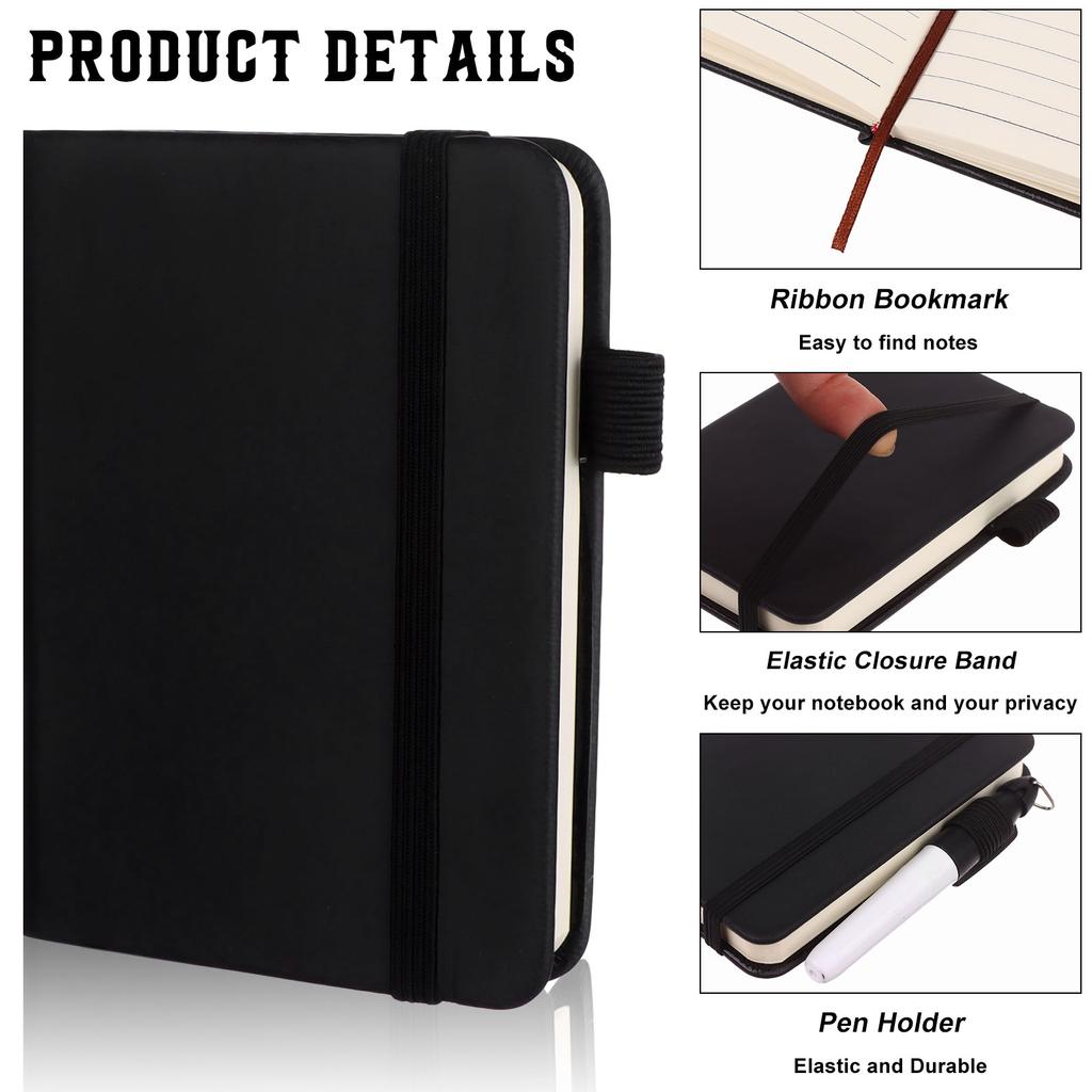 Banban 4 Pcs Leather Pocket Notebook A7 Note Book Pocket Hardcover Notepad 3 X 4 Inch Mini Notepad Tiny Lined Journal Notebook W