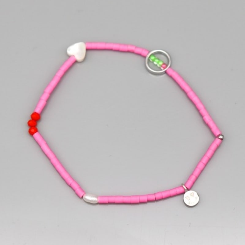 BONBEAU Multi Charms Simple Beads Bracelet Smile Charm Layered Bead Bracelet 3 Colors