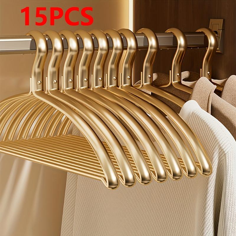 5/10/15pcs Gold Metal Hangers,Matte Aluminum Clothes Hangers for Aesthetic Home Decor,Dorm Room, Sturdy Space-Saving Hanger Rack