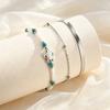 Set di cavigliere con catena blu e perline a forma di tartaruga marina stile Boho per donna, Cavigliera in acciaio inossidabile color argento, Gioielli alla moda per il piede