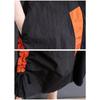 Summer New Loose Casual Embroidered Dress Color Block Hem Drawstring Slimming Women's Fashionable Artistic Clothing Dress