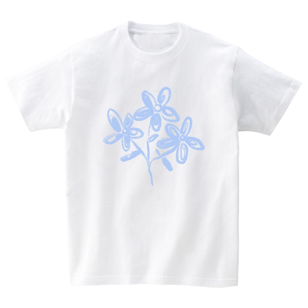 AWESOMEUS Three Blue Flowers T-Shirts_4Color