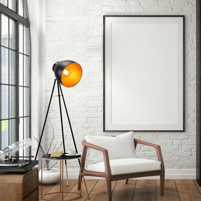 Lampadaire - b.k.licht - rétro noir doré - e27 - 590x1360 mm - design vintage