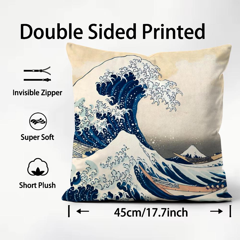 

ККatsushika HHokusai Художественная Наволочка Плюшевая Ткань Мягкая Двусторонняя Печать Диван Теплая Зимняя Дом Детский Подарок Наволочка 30X30cm