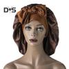 Sleeping Hat Solid Color Stretchy Ribbon Decoration Satin Fabric Round Hat Fine Texture Daily Wear Sleep Bathroom Headwear