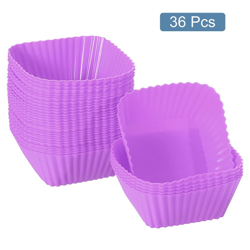 18/36pcs Square Reusable Silicone Cupcake Liners Silicone Cake Mold Muffin Cupcake Baking Molds for Wedding Birthday Party