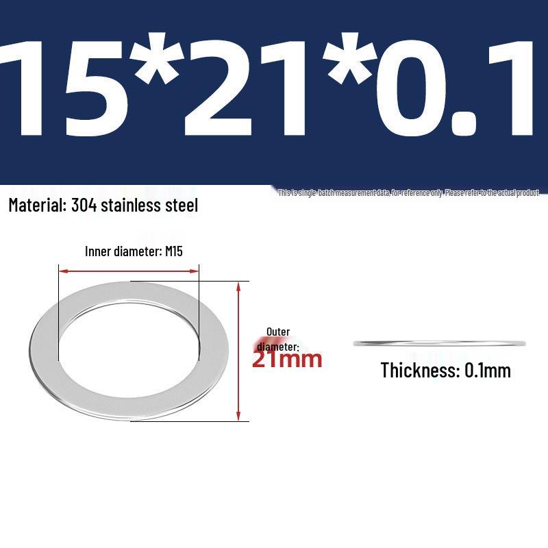 304 Stainless Steel Ultra-Thin Flat Washers - Available in Thickness: 0.1mm, 0.2mm, 0.3mm, 0.5mm