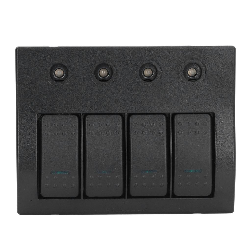 Rocker Switch Panel 12V 24V 4 Gang LED Plastic IP68 Waterproof Overload Protector 2x10A 2x15A for