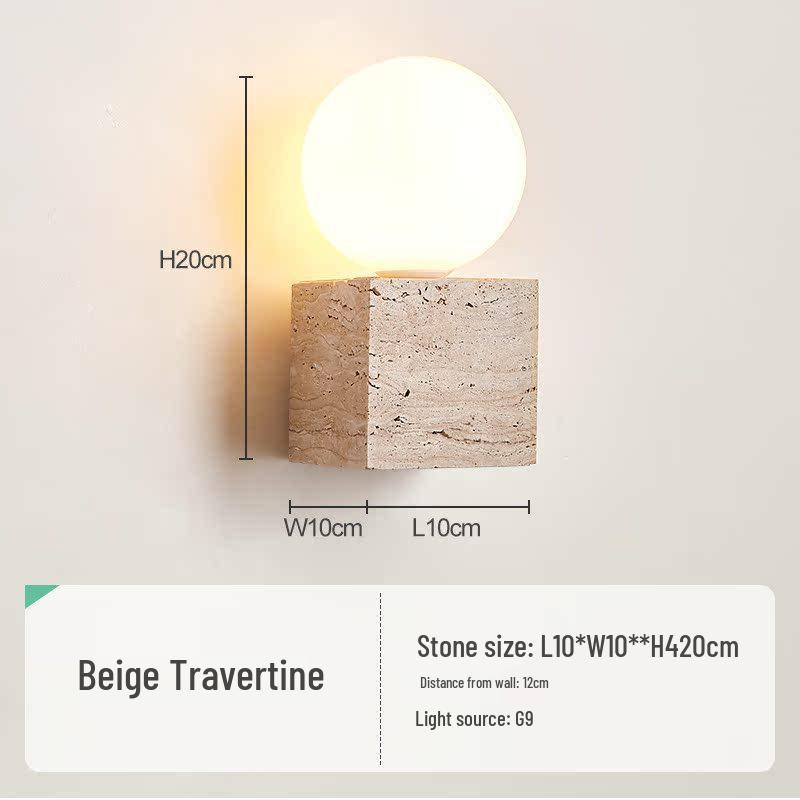 Wabi-sabi Style Yellow Travertine Wall Lamp for Bedroom, Courtyard, or Balcony - Waterproof Outdoor Light.