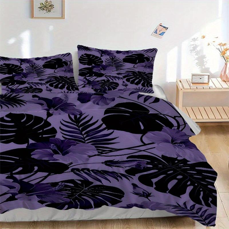 

3pcs Tropical Leaves Bedding Set, Breathable and Soft, Suitable for Bedroom Decor (1*Duvet Cover + 1/2*Pillowcases, No Core) yy250821122 135x200cm