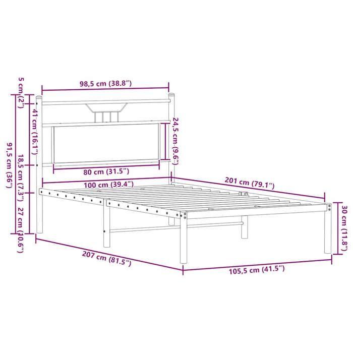VidaXL Cadre de lit sans matelas chêne sonoma 100x200 cm 4106787